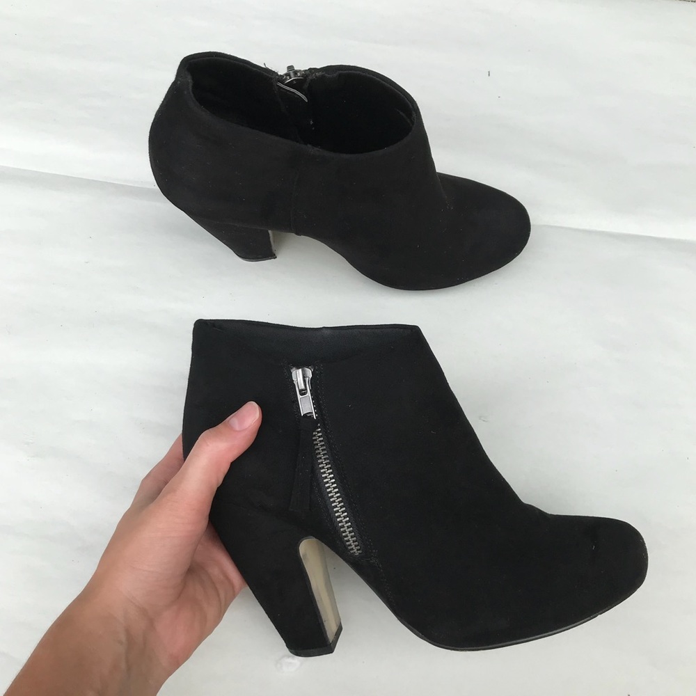 Sexy black suede heel booties
